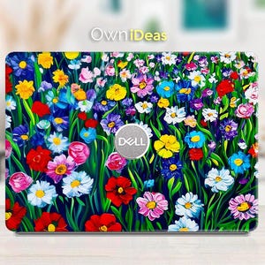 Dell Laptop Decal Colorful Oil Painting Flower Design Personalized Gift for XPS Latitude Inspiron Vostro Alienware Precision G Series