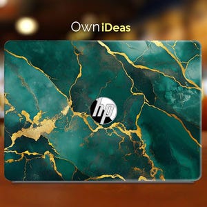 Hp Laptop Decal Green Gilded Marble Design Custom Gift for Spectre Envy Pavilion Victus Omen Zbook Elite Probook Series