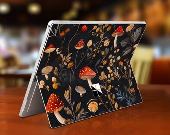 Surface Pro 6 Decal Dark Mushroom Design Personalized Gift Vinyl Sticker for Surface Pro 9 8 7 6 5 4 3 X, Surface Go, Surface Go 2, Go 3