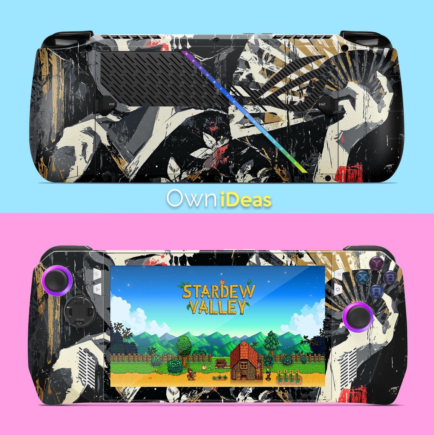 ASUS ROG Ally X Game Controller Skin Sticker Decal with Clear Protective Case Ethereal Elegance Design Customizable Photo Anniversary Gift