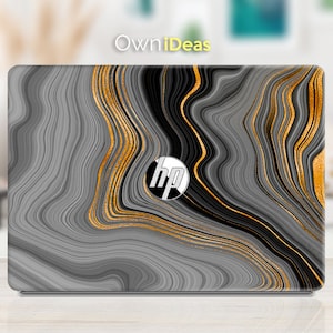 Hp laptop skin pavilion x360 black curve personalized gift Fits HP Spectre, Envy, Pavilion, Victus, Omen, Hp laptop, Zbook, Elite, Probook