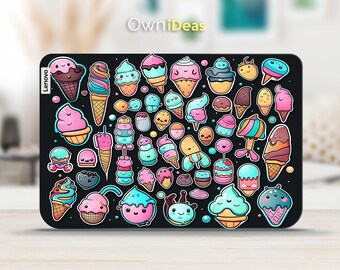 Laptop Decal Lenovo Accessories Cute Ice Cream Design Customizable Unique Gift for Yoga Thinkpad Thinkbook Ideapad Legion Slim