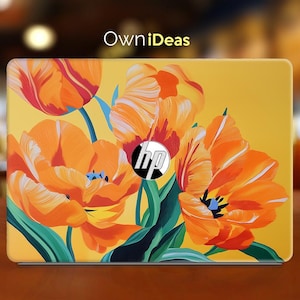 HP laptopsticker oranje bloemenpatroon Gepersonaliseerd cadeau voor Spectre Envy Pavilion Victus Omen Zbook Elite Probook Series