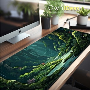 Anime Gifts Green Forest Anime Aesthetic Office Accessories Custom Mouse Pads Large RGB Light Personalised Mouse Mats Gaming Mousepads