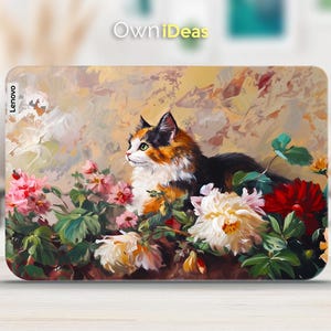 Película protectora para computadora portátil Lenovo Ideapad 5, diseño de gato con pintura al óleo, regalo personalizado para Yoga, Thinkpad, Thinkbook, Ideapad Legion Slim Series