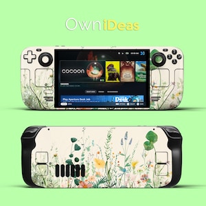 Steam Deck Skin Beige Beautiful Lotus Leaf Design Vinyl Sticker for Steam Deck and Steam Deck Oled