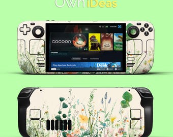 Steam Deck Skin Beige Beautiful Lotus Leaf Design Vinyl Sticker for Steam Deck and Steam Deck Oled