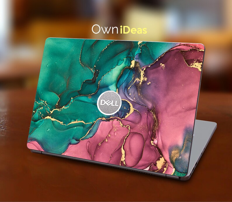 Laptop Stickers Dell Green Retro Marble Texture Personalized Best ...