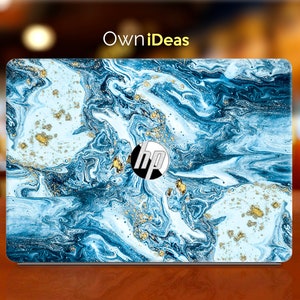 Hp Laptop Vinyl Blue Marble Texture Personalized Gift, Fits Hp Spectre, Envy, Pavilion, Victus, Omen, Hp Laptop, Zbook, Elite, Probook