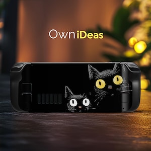 Steam Deck Oled Skin Decals, Skin Stickers, Accessories, Soft Cases, Hand-Painted Black Cat Patterns, Christmas Gifts For Your Best Friends
