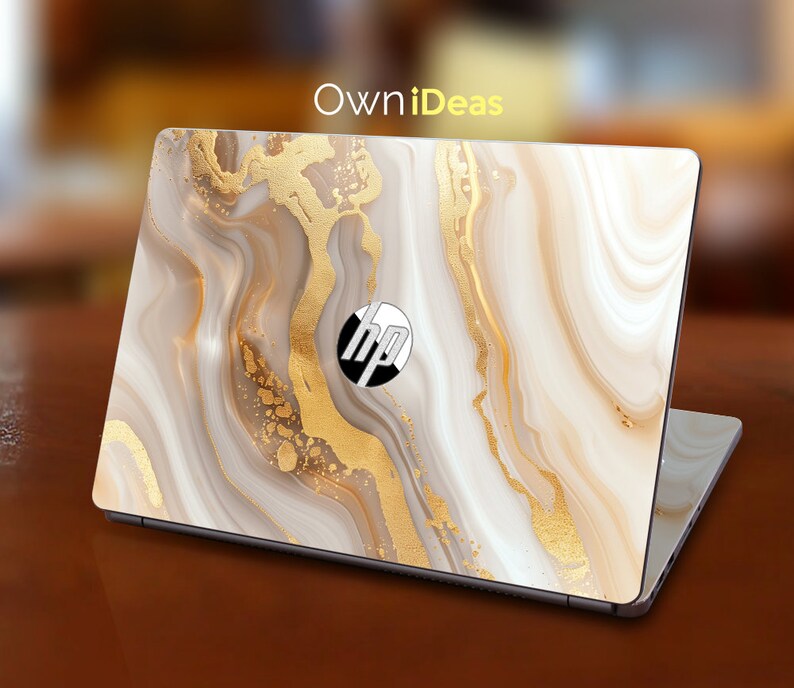 Hp Gaming Laptop Skin Yellow Marble Texture Personalized Gift for ...