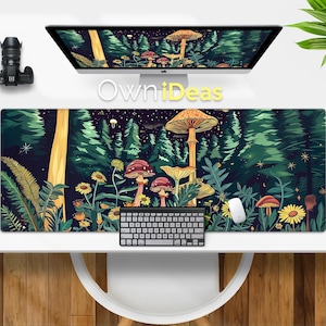 Bürozubehör Braune Pilz Schreibtischmatte Ästhetisches Bürozubehör Benutzerdefinierte Mauspad Großes RGB-Licht Personalisierte Maus Gaming-Mausunterlage