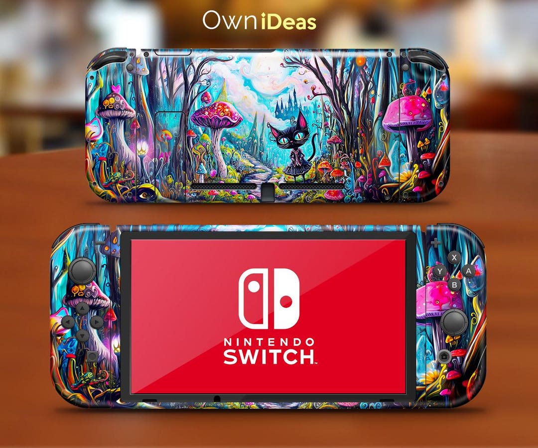 ピ*菌様 Nintendo Switch カラフルキャラクターシール付き Nintendo Switchスキンシール ファンタジーブラックキャットデザイン
