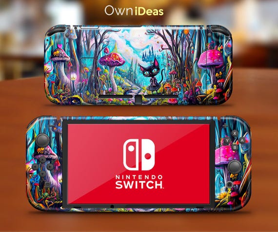 Nintendo Switchスキンシール ファンタジーブラックキャットデザイン