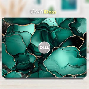 Dell Laptop Decal Protective Sticker Cyan Marble Design Personalized Gift for XPS Latitude Inspiron Vostro Precision G Alienware Series