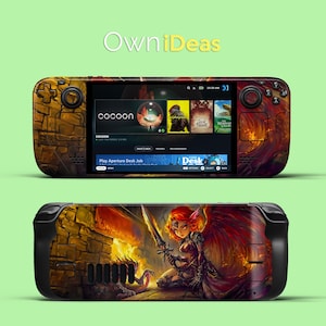 Custom Steam Deck OLED Accessories 3M Vinyl Clear Cover Flame Demon Pattern Customizable Design Gift for Kids
