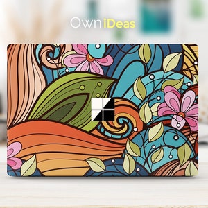 personalized gifts for her, Laptop Sticker, Unique Flowers Design, Fits Surface Laptop 2, 3, 4, 5 & Surface Book 2, 3, 4, 5