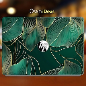 HP Laptop Sticker Green Leaf Design Personalized Gift Vinyl Sticker for Spectre Envy Pavilion Victus Omen Zbook Elite Probook Series