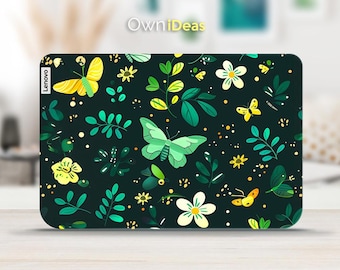 Adhesivo de vinilo para portátil Lenovo, diseño de mariposa verde, regalo personalizado para tu mejor amigo, para Yoga, Thinkpad, Thinkbook, Ideapad Legion Slim