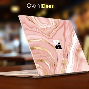 Surface laptop-dekal, rosa marmorstrukturdesign, anpassningsbara personliga presenter, passar Surface Laptop 2, 3, 4, 5 och Surface Book 2, 3