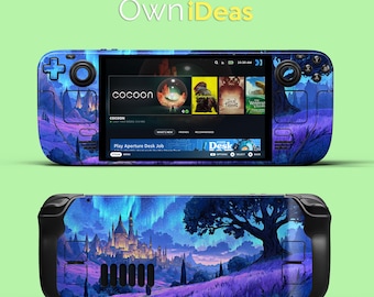 Purple Mystical Castle Steam Deck Vinyl Skin with Clear Case Custom Cute Birthday Gift for Sister