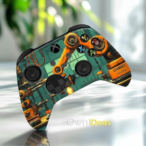May include: A green, orange, and black Xbox controller skin with a robotic arm design. The skin features the text "GYRO Nouveau".