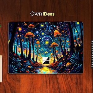 Surface Pro Go Sticker Orange Mushroom Design Personalized Gift for Best Friends Surface Pro 9 8 7 6 5 4 3 X, Surface Go, Surface Go 2, Go 3