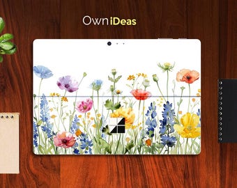Película protetora Surface Pro com fundo branco e design de flores, presente personalizado para Surface Pro 9 8 7 6 5 4 3 X, Surface Go, Surface Go 2, Go 3