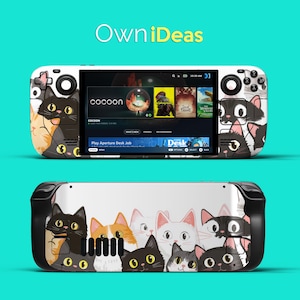 Stoomdek met doorzichtige zachte hoes OLED-vinylsticker schattig kattenontwerp Aanpasbaar patroon Cadeau voor meisjes