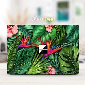 Surface Book 3 Skin Green Leaf Red Flower Design Customizable Personalized Gift Fits Surface Laptop 2,3,4,5 and Surface Book 2,3,15&quot; 13&quot;