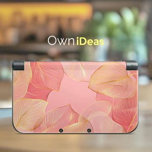 3Ds 3M Vinyl Skin with Clear Protective Case Pink Leaf Pattern Customizable Anime Design for New 3DS XL New 3DS New 3DS XL DSI xL