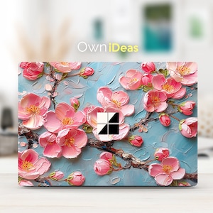 Surface Book 3 Decal Pink  Flower Design Customizable Personalized Gift For Surface Laptop 2,3,4,5 and Surface Book 2,3,15&quot; 13&quot;