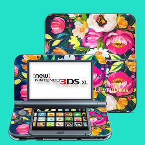 Custom Accessory Vinyl Sticker for New 3Ds with Clear Case Floral Design Perfect Family Gift for 2DS xL NEW 2DS xL NEW 3DS XL 3DS 2DS