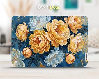 Lenovo Ideapad Slim 3 Laptop Skin Moody Blue Floral Peony Laptop Skin Decal Customizable Gift For Lenovo Thinkpad Thinkbook  Legion Slim