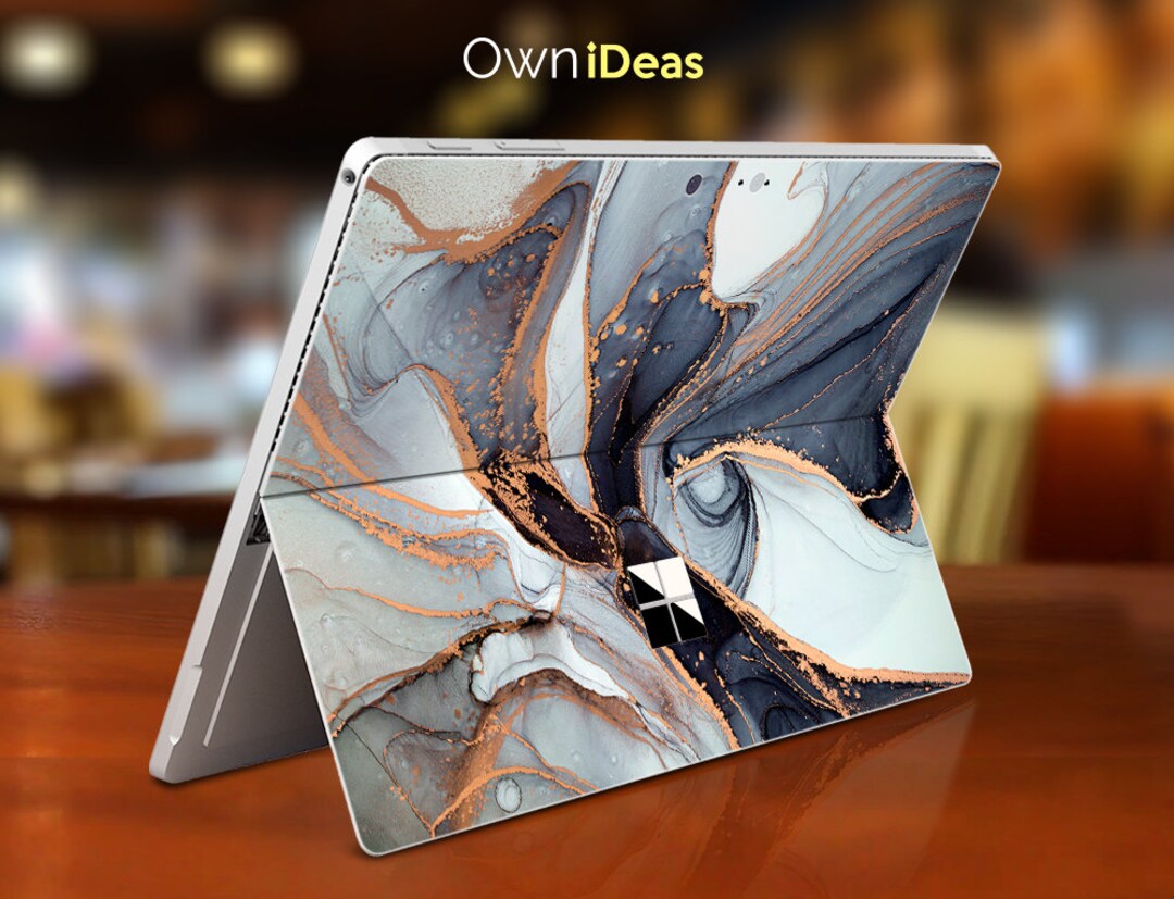 Surface Pro X Skin Black Marble Design Personalized Gift for Surface