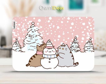 Lenovo Laptop Decal Snow Cat Design Customizable Unique Gift for Yoga Thinkpad Thinkbook Ideapad Legion Slim