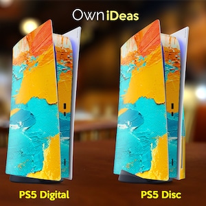 PS5-konsolskin, färgglatt abstrakt oljemönster, anpassningsbar personlig present, för Sony PS5, Playstation 5, konsol, kontroll