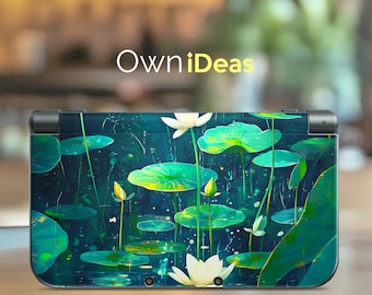 Nintendo New 2Ds XL Sticker with Transparent Protective Case Lotus Pond Pattern Birthday Gift for 3DS XL  2DS XL 3DS New 3DS xL New 2DS xL