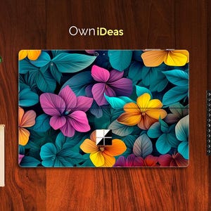 Surface Pro Skin Colorful Flower and Leaf Pattern Customized Personalized Gift for Surface Pro 9 8 7 6 5 4 3 X Surface Go, Surface Go 2 Go 3
