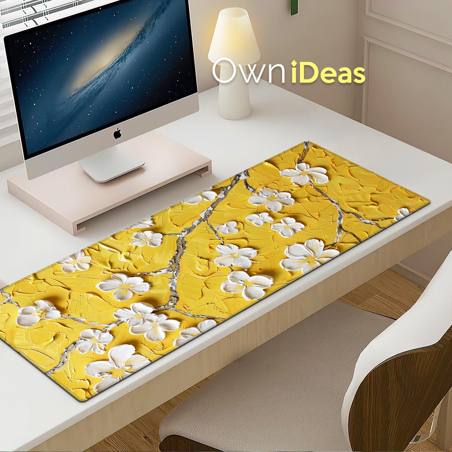 Landscape Desk Mat Yellow Background Flower Mat Office Accessories ...