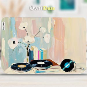 Sticker pour ordinateur portable Lenovo peinture à l'huile style disque design fleur Cadeau personnalisé pour yoga Thinkpad Thinkbook Ideapad série Legion Slim