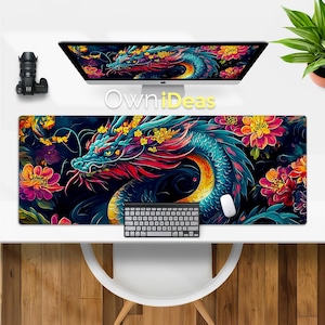 Bürozubehör Ästhetischer Drache Schreibtischmatte Geschenk für Ihn Ästhetisches Mauspad Großes RGB-Licht Personalisierte Maus Gaming-Mauspad