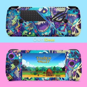Asus Rog Ally Sticker Skin Decal with Clear Case Neon Nightmare Pattern Customizable Unique Photo Christmas Gift