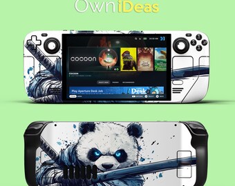 Steam Deck Accessories 3M Skin Transparent Shell Panda Samurai Design Unique Birthday Gift Customizable Pattern