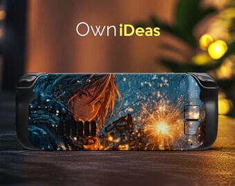 Steam Deck Oled Vinyl Sticker Snow Night Fireworks Design Premium Look Game Console Style Gift for Your Favorite Family
