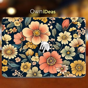 Hp Laptop Skin Brown Flower Pattern Personalized Gift Vinyl Sticker for Spectre Envy Pavilion Victus Omen Zbook Elite Probook Series