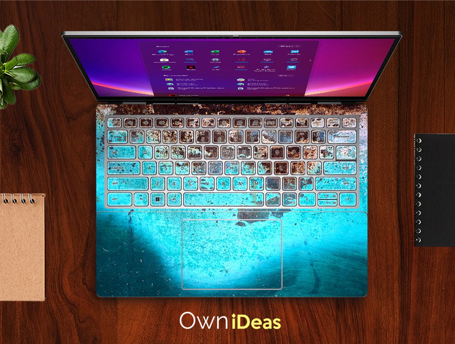 Dell Laptop Skin, Blue Metal Style Personalized Customizable Gift, Fits ...