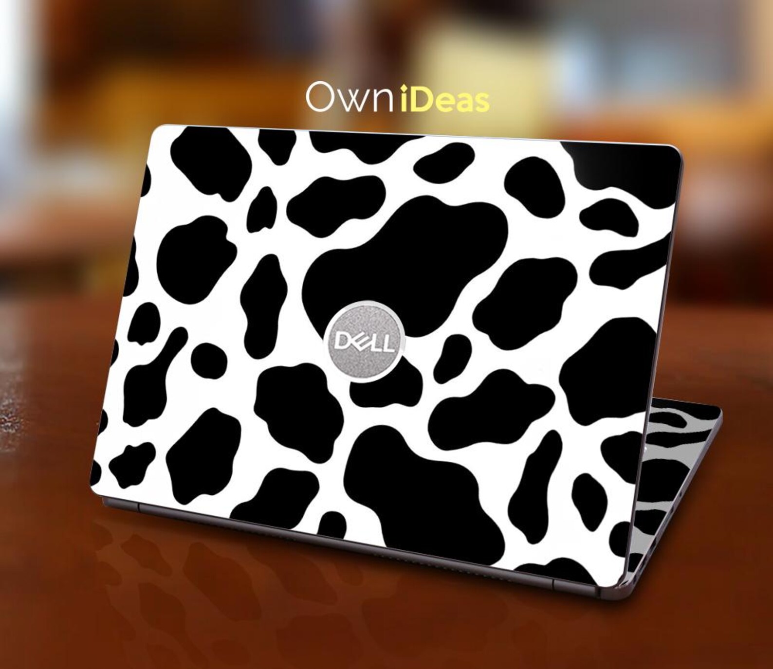 Dell Laptop Decal Black and White Cow Pattern Design Personalized Gift ...