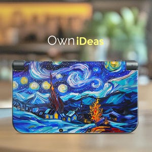New 3Ds Xl Game Skins with Clear Case Burning Starry Night Design Birthday Gift for New 3DS XL 2DS XL New 3DS New 2DS XL