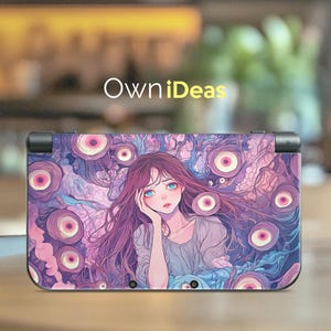 Nintendo 3Ds Xl Game Decal with Clear Case Purple Dreamland Design Birthday Gift Customizable for Dsi 3Ds Xl New 2Ds Xl Dsi 3Ds Xl Series